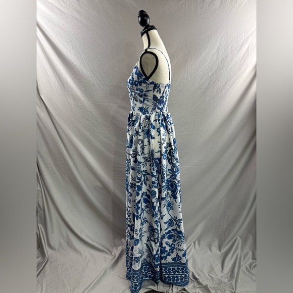 Boho Floral Print Cami Maxi Dress Blue - Picture 7 of 8